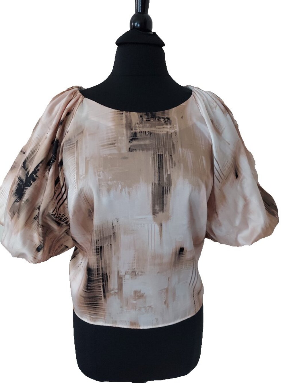 DKNY Peasant Puff Sleeves Top SZ XL 100% Polyester
